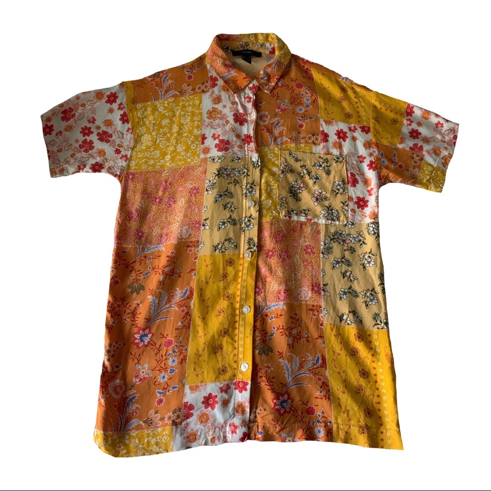 Forever 21 patchwork blouse button up!